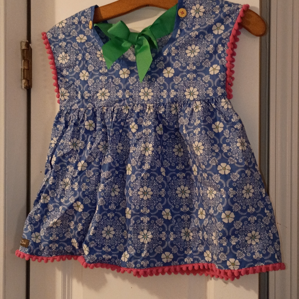 Matilda Jane Blue Floral Top with Green Accent